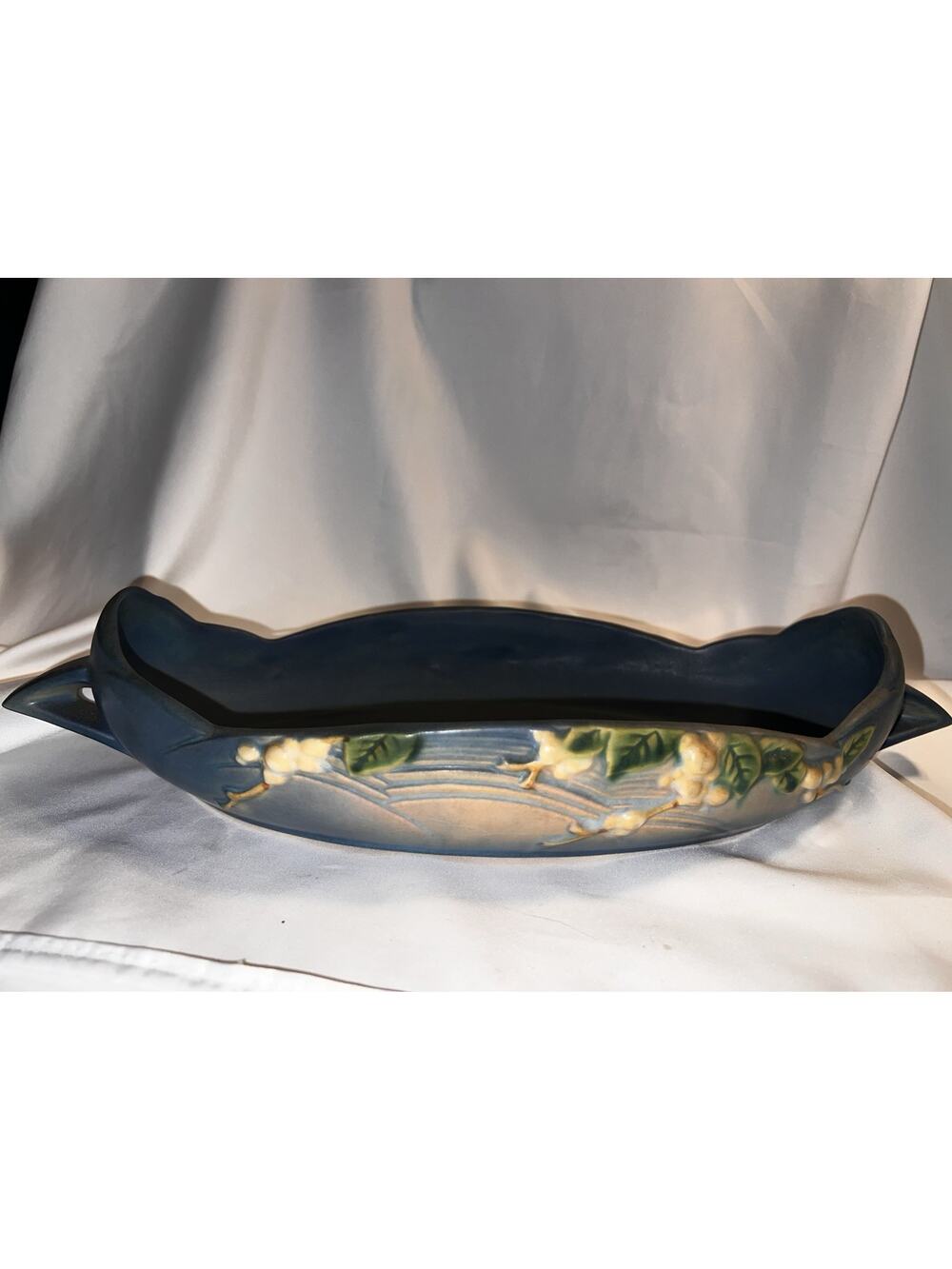 Vintage Roseville Pottery Snowberry Blue Oblong Console Bowl 1BL2-12 1947
